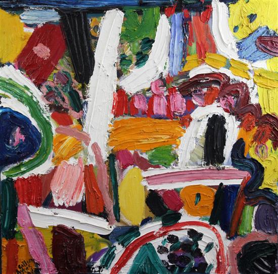 § Gillian Ayres C.B.E., R.A. (1930-) Sidneian and Showers, 36 x 36in., unframed